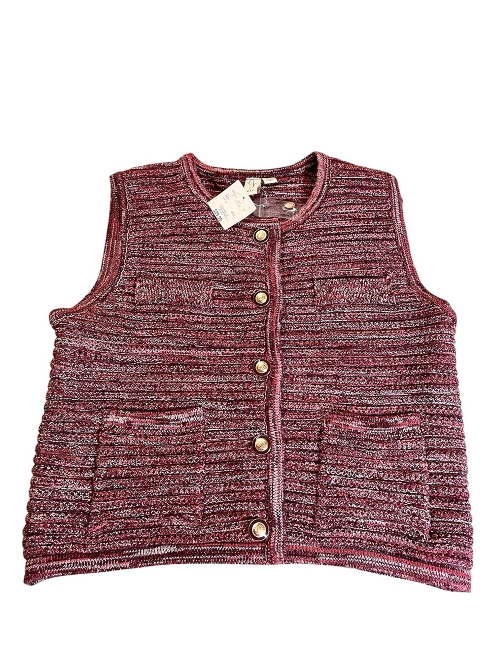 NEW Joie NEW Pink and Burgundy Textured Knit Vest with Gold Buttons. 
MEDIUM